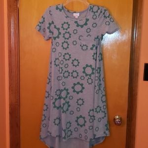 LuLaRoe Carly gray green flower high low dress XXS